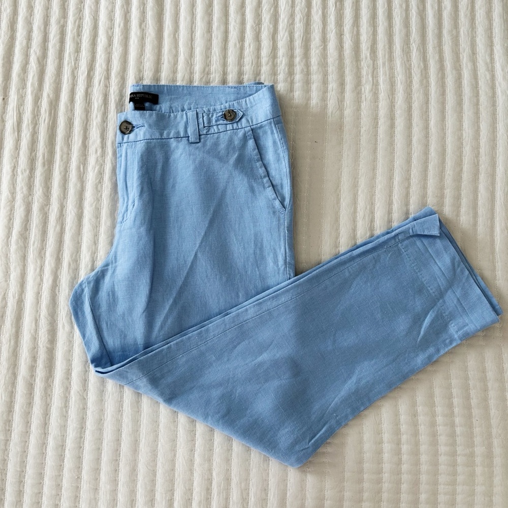 Banana Republic Light Blue Linen Cotton Pants - Size 8
